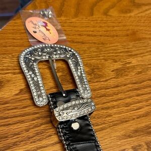 Blazin Roxx Black Belt with Silver Accents, Western, Dance, Bling